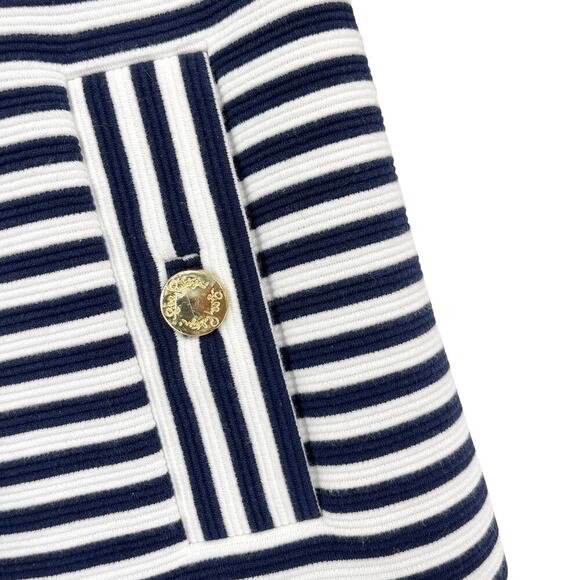 Lilly Pulitzer Blue White Striped Charlene Dress 3/4th Sleeve A Line Size Small - Picture 4 of 7